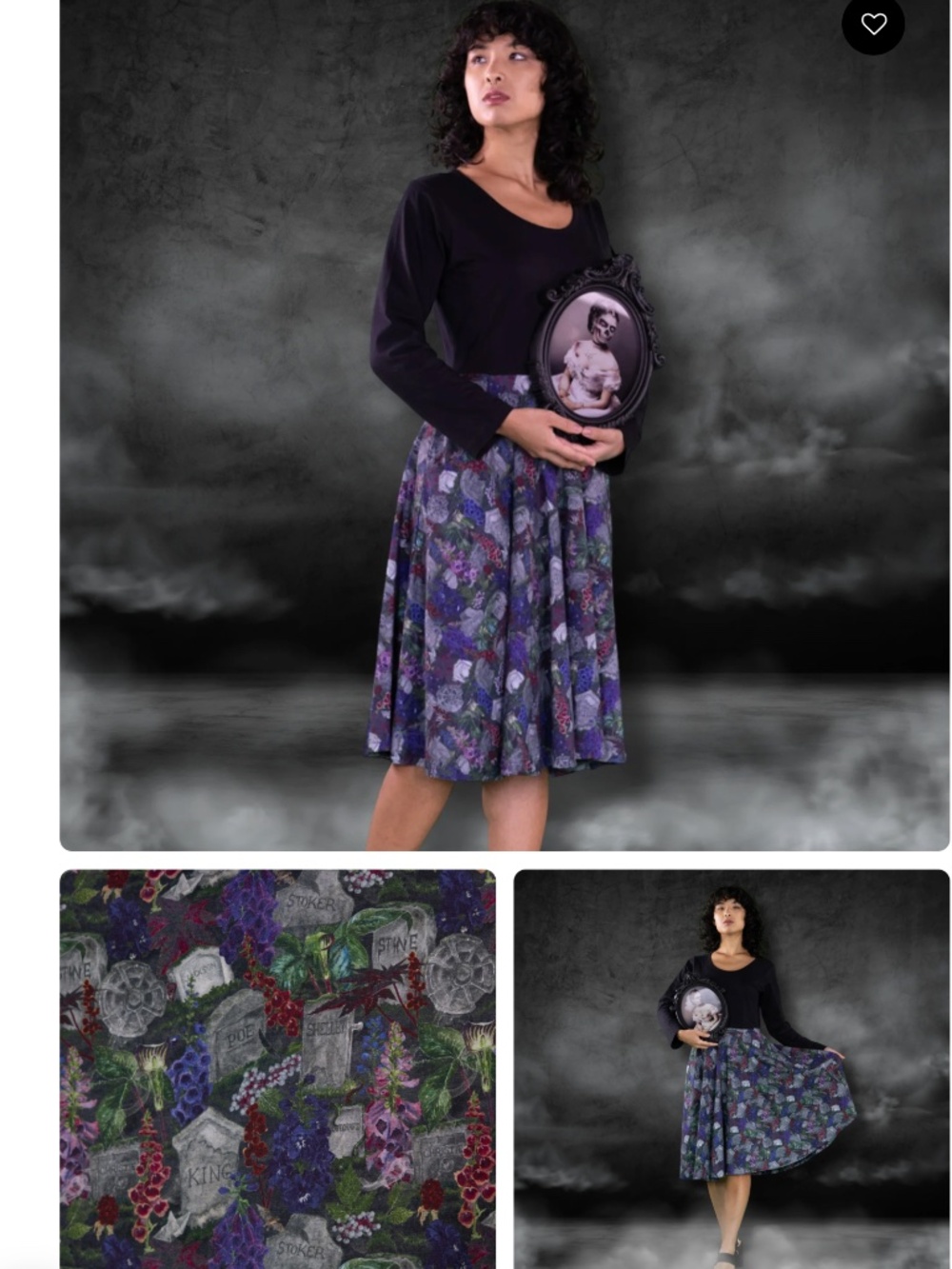Svaha Horror Headstone Twirl Dress XL Cotton Pockets Long Sleeve EUC